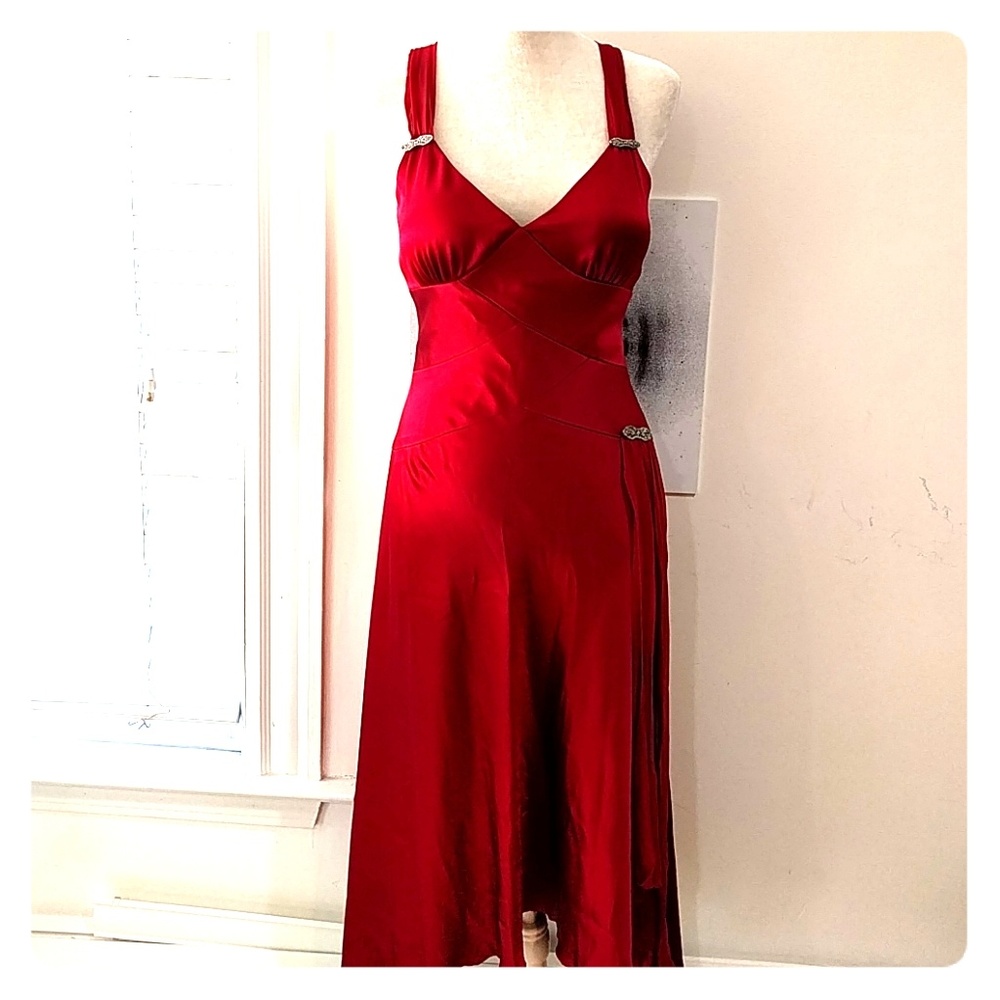 RARE NEW Jones New York Red Silk Poly Blend Dress - with tag!